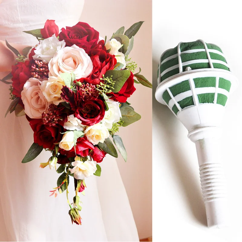 Bouquet Holder Foam - yes1/3個入りデラックスブーケホルダー DIYウェディングブーケキット フォームベース付き 結婚式 花嫁用フラワーアレンジメント ホームルームデコレーション