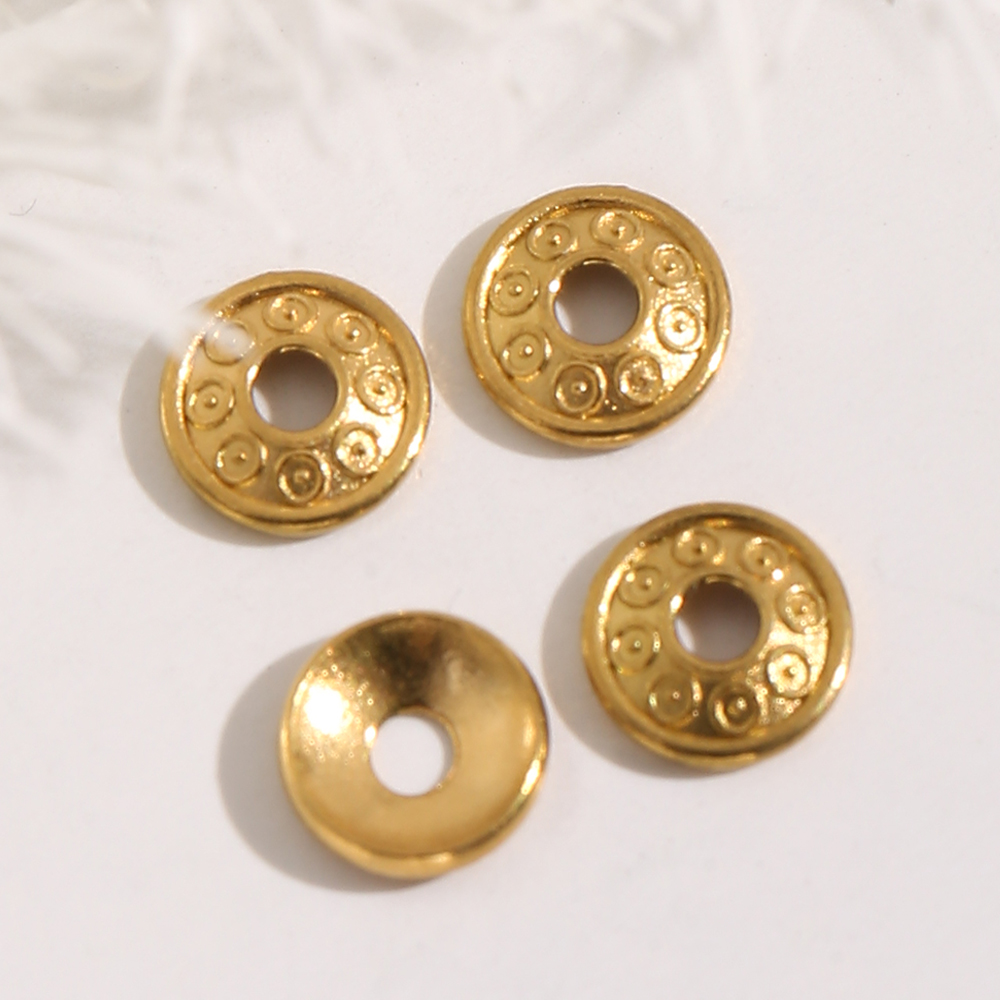 Flower Supply - 20個入り 6mm ステンレス製 ゴールド フラワービーズキャップ エンドスペーサービーズ