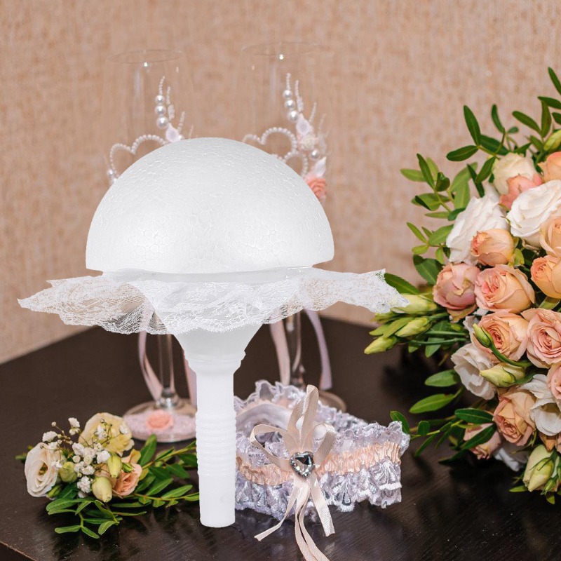Bouquet Holder Foam - 造花ホルダー、DIY ホワイトレースフォームブーケホルダー、甘いフォーム素材のブライダルブーケホルダー、フラワーアレンジメント用品