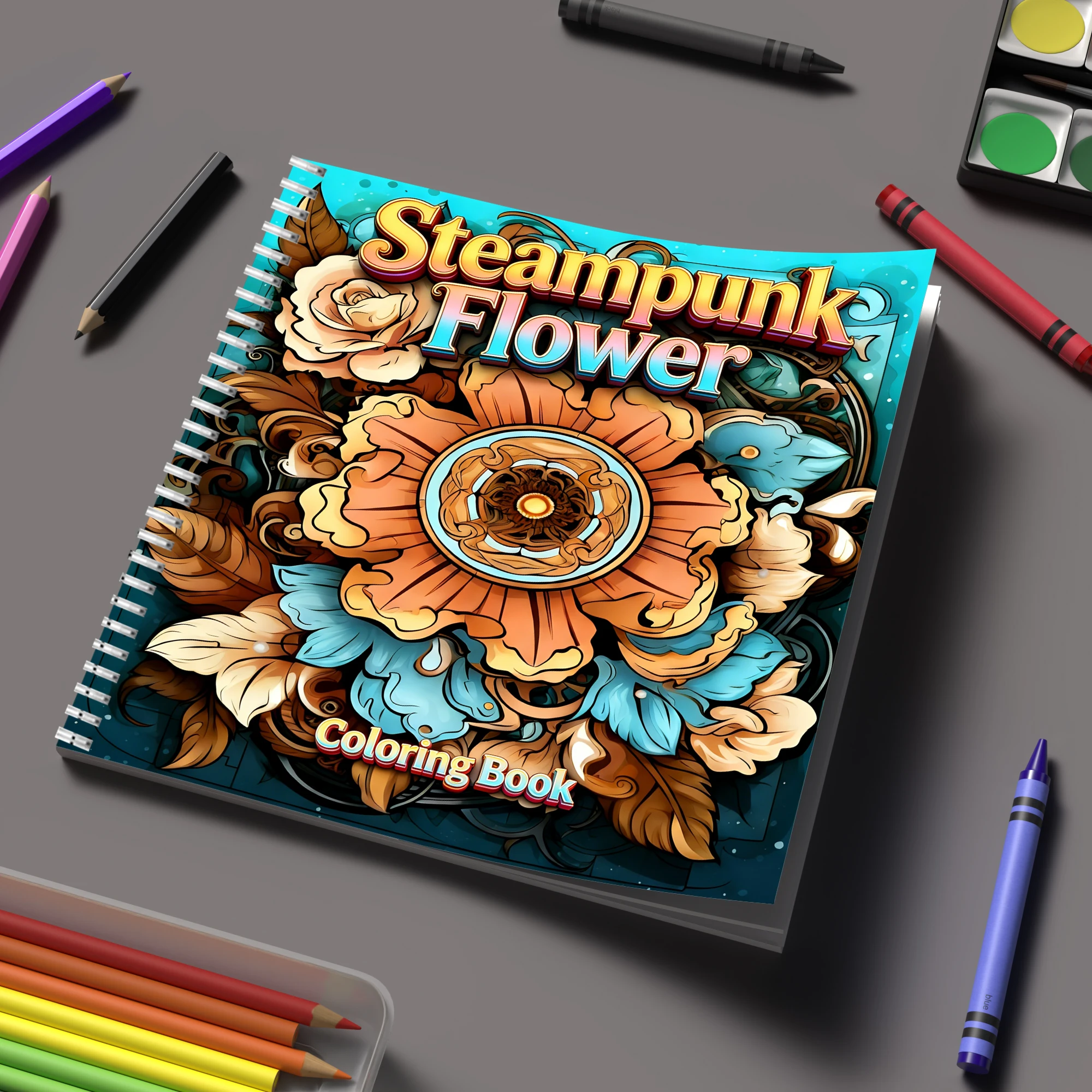 Flower Supply - 塗り絵ブック スチームパンクフラワー 大人向け塗り絵ブック、誕生日プレゼント、新学期用品、大人向けのかわいい描画ブック