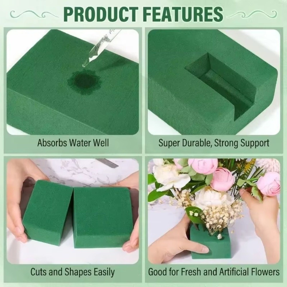 Bouquet Holder Foam - 緑色のフラワーアレンジメント用吸水性フォーム 長方形 DIYフラワーホルダー 乾燥・吸水機能付き 吸水ブリック