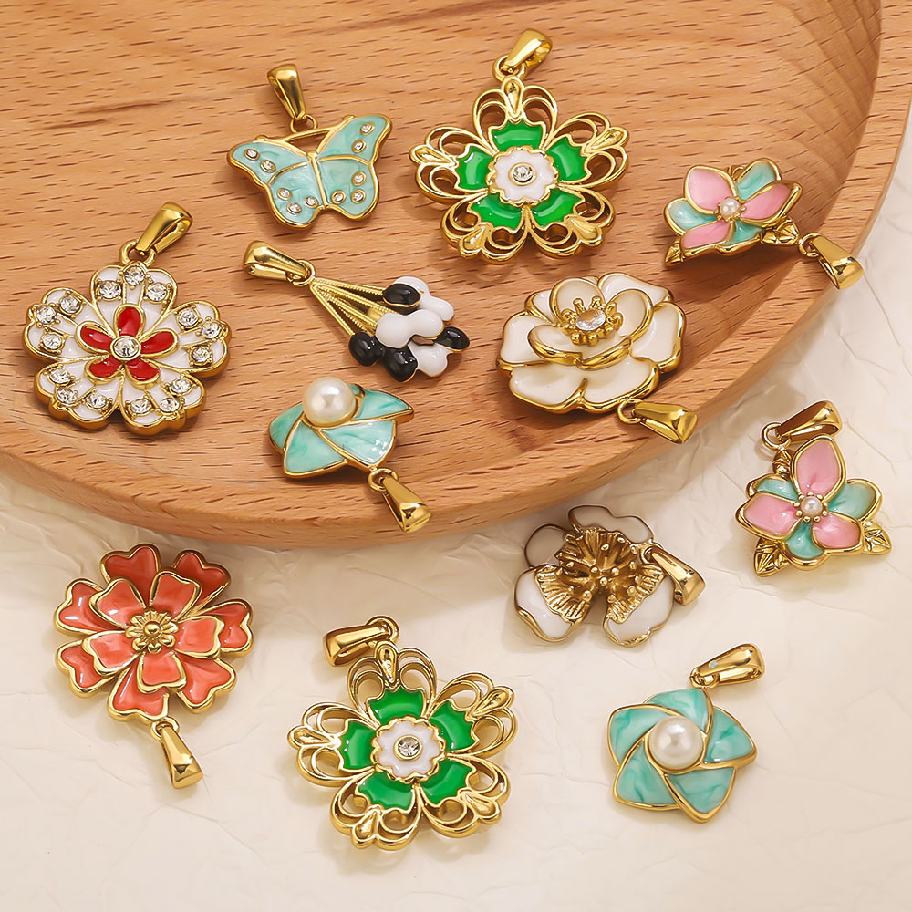 2 個ステンレス鋼エナメル大花チャームジュエリー作成用品ペン - Flower Supply のレビューと価格