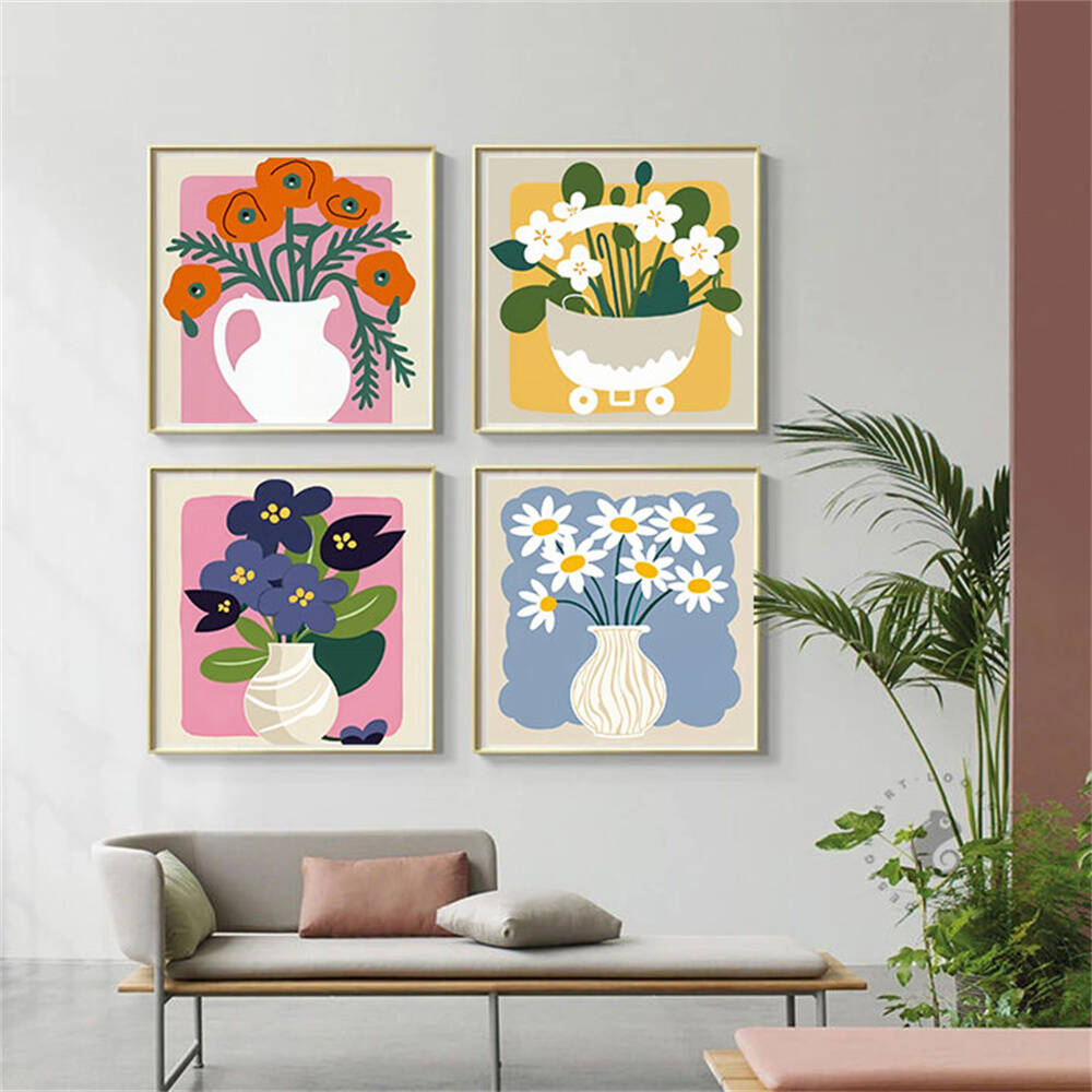 数字による絵画キット地中海村のシーンキャンバスアートハンドペ - Florist Supply Vases のレビューと価格