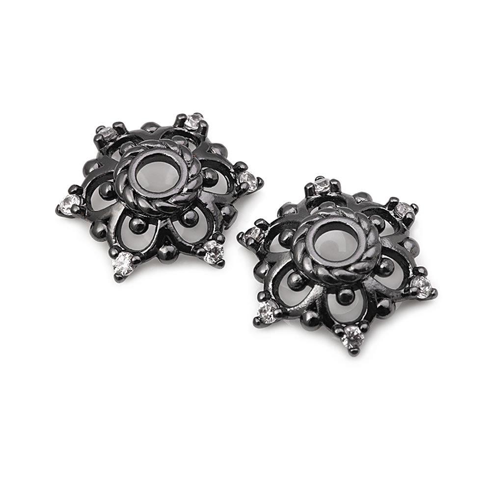 18K ゴールドカラー真鍮とジルコンフラワービーズキャップ高 - Flower Supply のレビューと価格