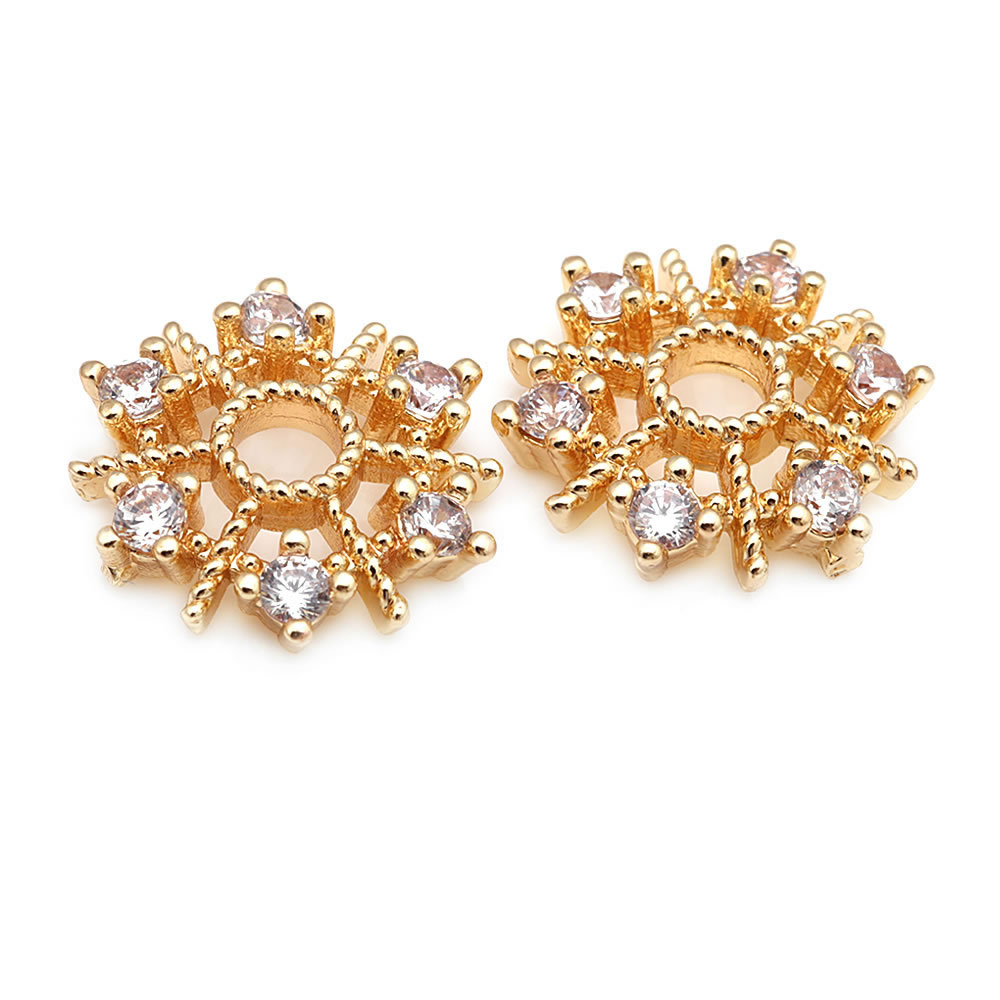 18K ゴールドカラー真鍮とジルコンフラワービーズキャップ高 - Flower Supply のレビューと価格