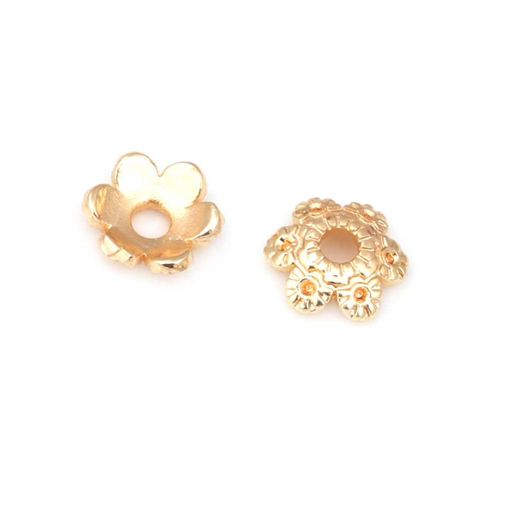18 18k ゴールドカラー真鍮フラワービーズキャップテッサ - Flower Supply のレビューと価格