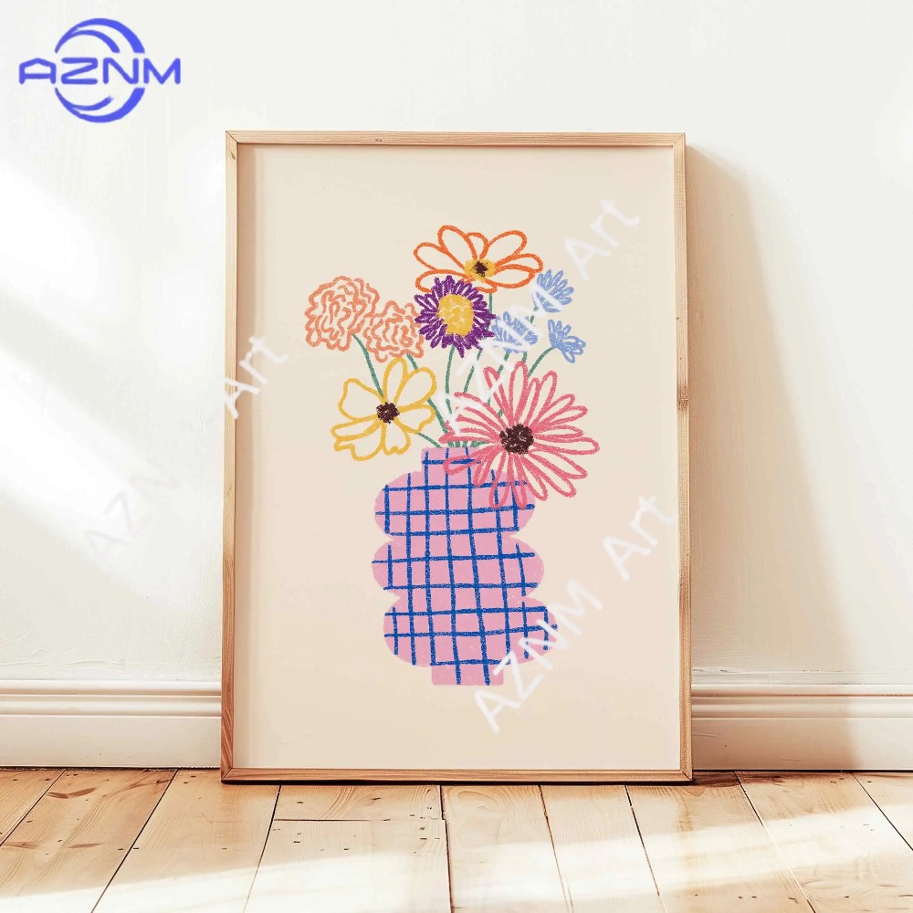 1/3 個抽象花瓶パステル花束ポスターレトロフラワーマーケッ - Florist Supply Vases のレビューと価格