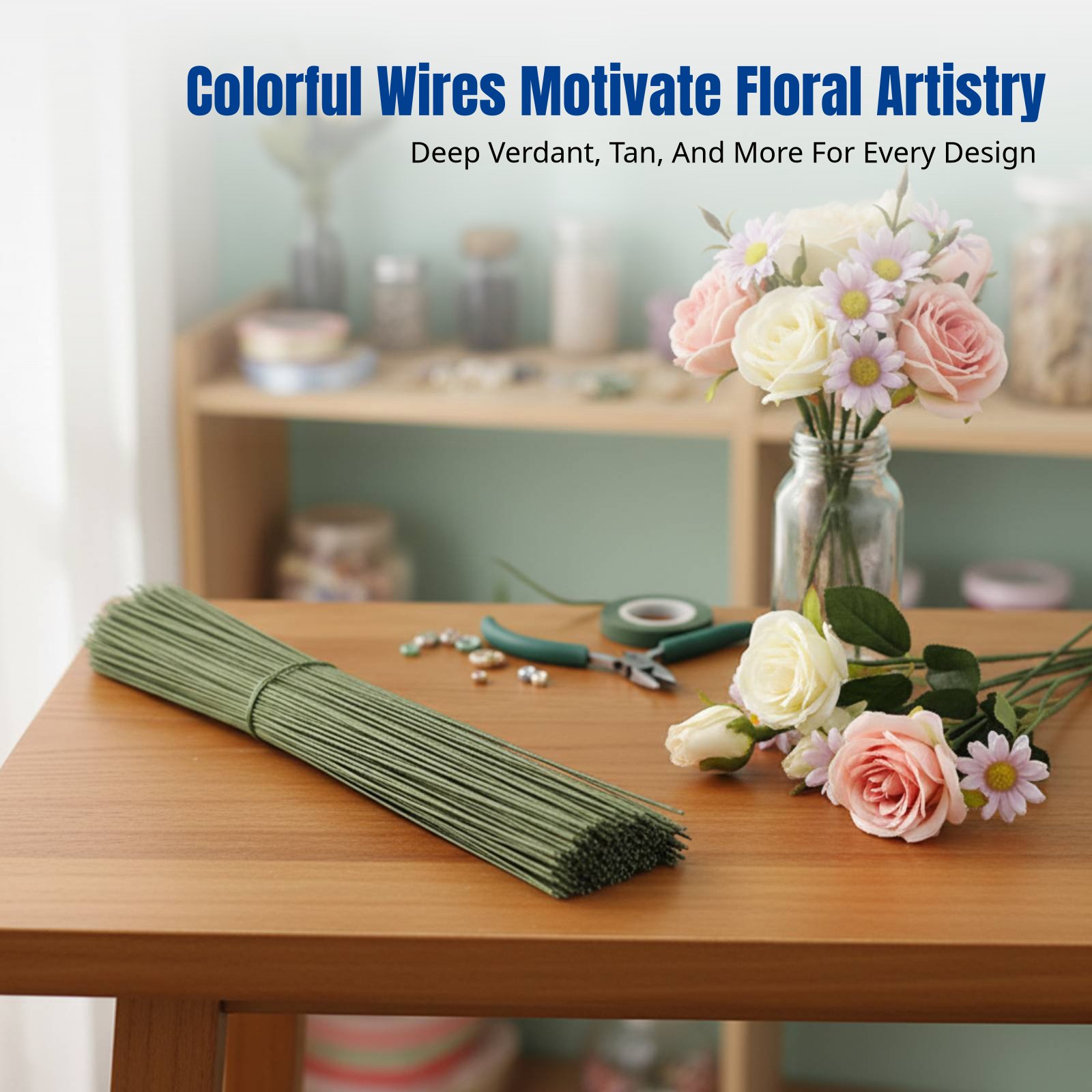DIY手作り花茎用ワイヤー、細い鉄線、紙巻き、グリーンテープ - Flower Supply のレビューと価格