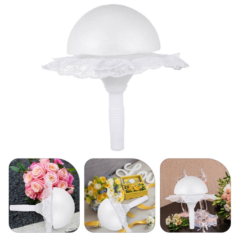 造花ホルダー、DIY ホワイトレースフォームブーケホルダー、 - Bouquet Holder Foam のレビューと価格