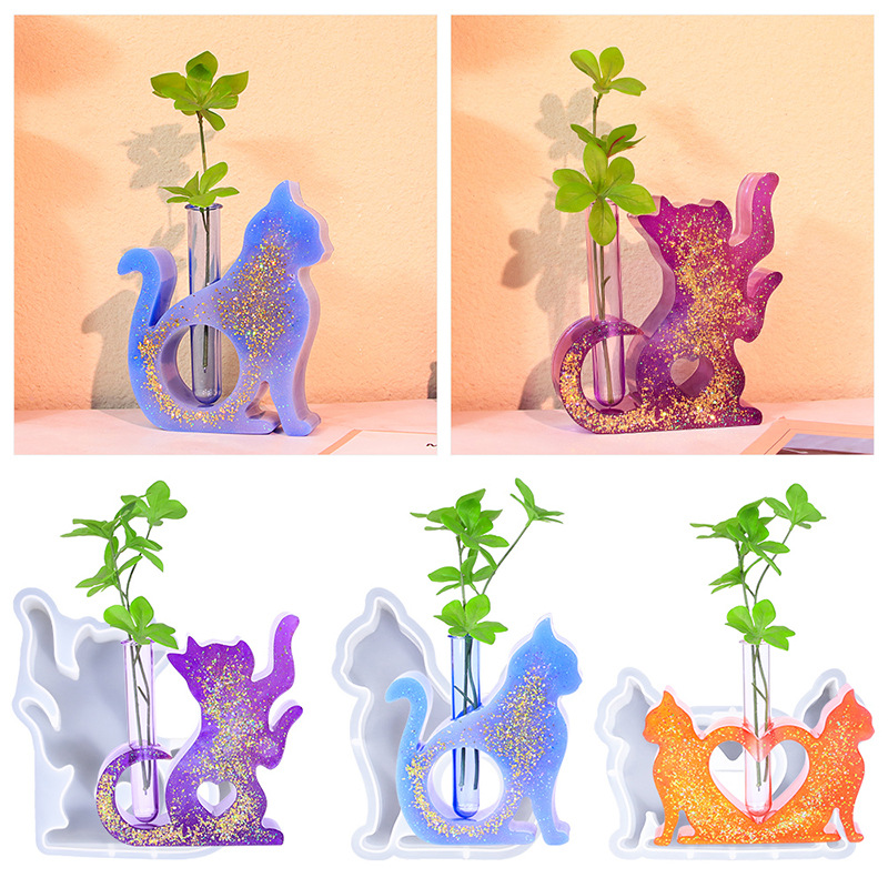 水耕植物用の猫型シリコーンエポキシ樹脂金型、植物ステーション - Florist Supply Vases のレビューと価格