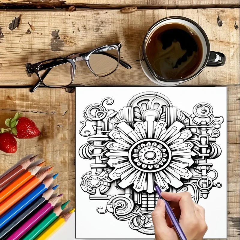 塗り絵ブック スチームパンクフラワー 大人向け塗り絵ブック、 - Flower Supply のレビューと価格