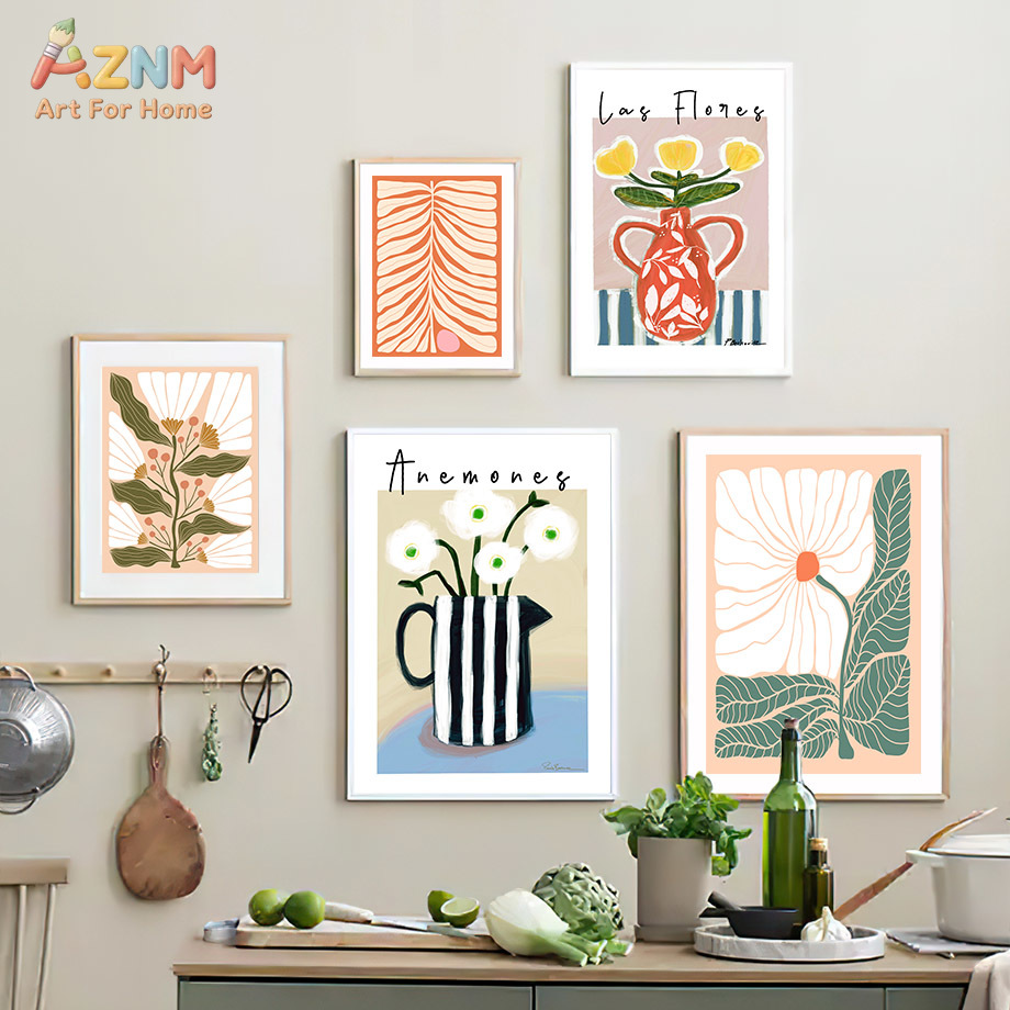 AZNM ボヘミアンフローラルキャンバスウォールアート抽象的 - Florist Supply Vases のレビューと価格
